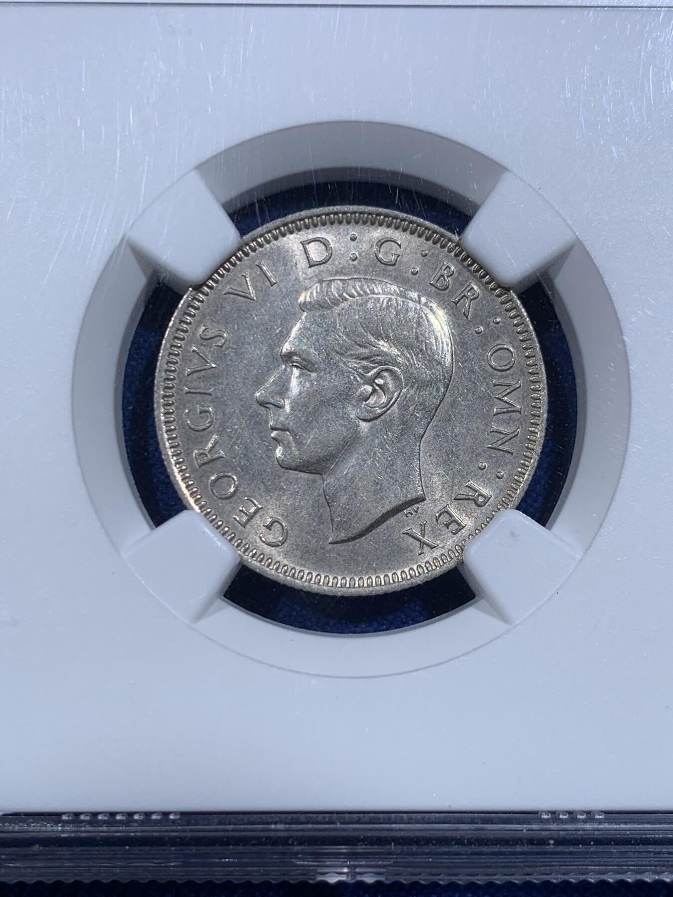 《竞宝斋》第418场 周日，周一，2场连拍 （全场包邮） NGC AUD 英国1945年1先令 银币