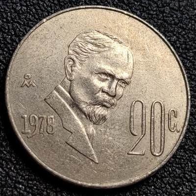 泉币菌-第109场-精品福利场 - 墨西哥1978年20分马德罗总统铜镍币 直径20mm 美洲币