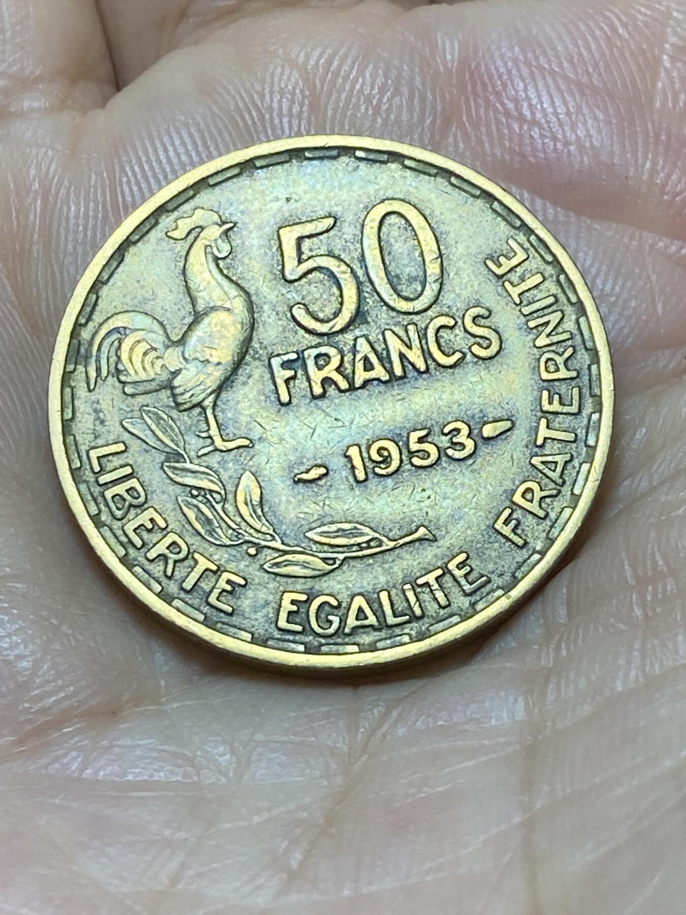 2025年第九十场(总第一百一十六场）外国好品散币(免佣金) 法国🇫🇷1953年50法郎