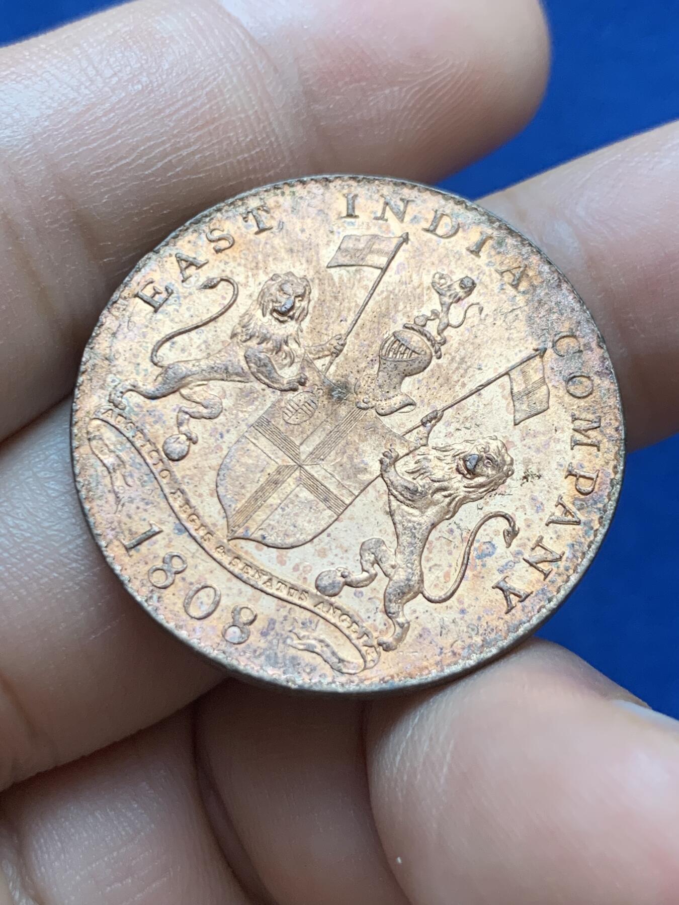 《竞宝斋》第418场 周日，周一，2场连拍 （全场包邮） 英属马德拉斯1808年20CASH UNC