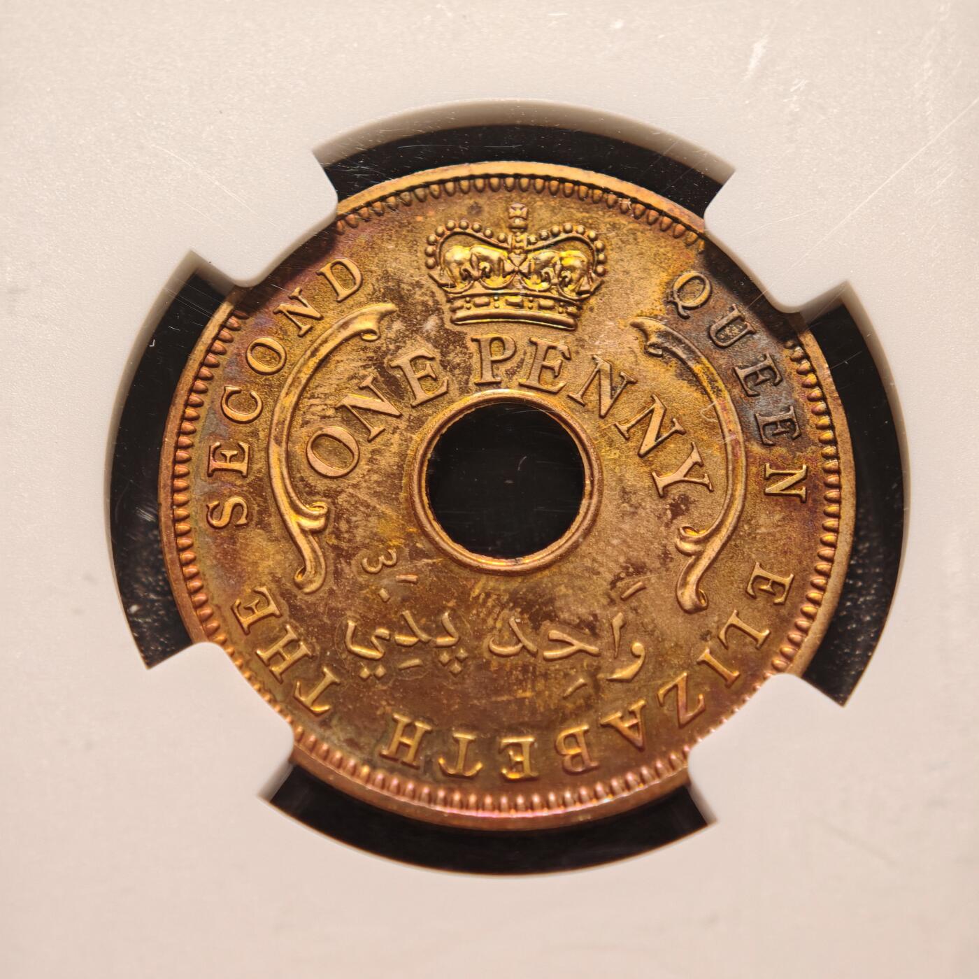 【德藏】世界币章拍卖第146期（拍品征集中~欢迎藏友联系） 1959年 尼日利亚1便士精制铜币 NGC PF63RB 淡彩品相