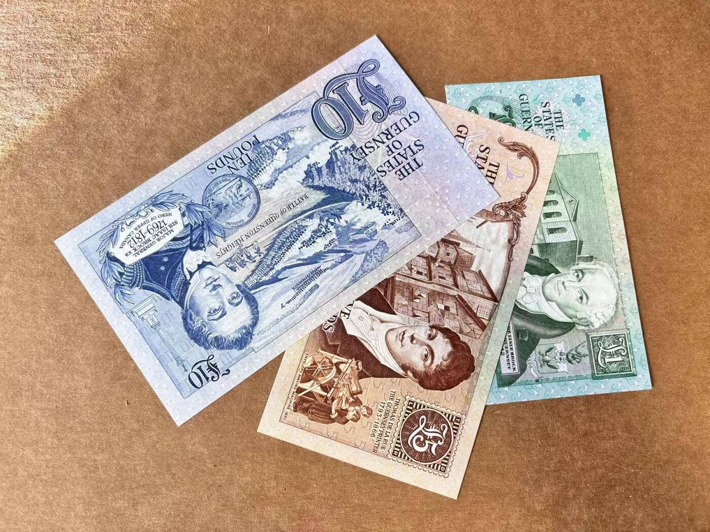 【Blue Auction】世界纸币精拍第726期——18级TOP拍卖/信誉/品质/专业/高效💫 【一组3张 含A冠百位小号】根西 1-10镑 全新UNC