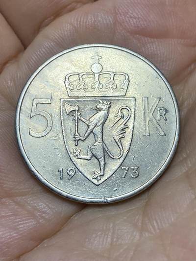 2025年第九十一场(总第一百一十七场）外国好品散币(免佣金) - 挪威🇳🇴1973年5克朗(奥拉夫五世时期，第二套流通硬币最大面值，关门年)