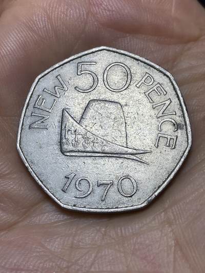 2025年第九十一场(总第一百一十七场）外国好品散币(免佣金) - 英属根西岛🇬🇬1970年50新便士(十进制第一版，普制币关门年仅发行2年)