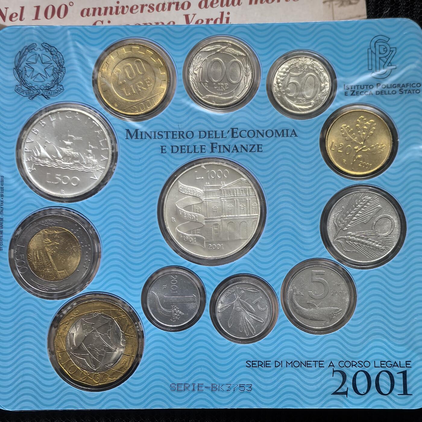 道一币馆币章第一百四十六场 原包装 意大利2001年度套币十二枚 含银币2枚