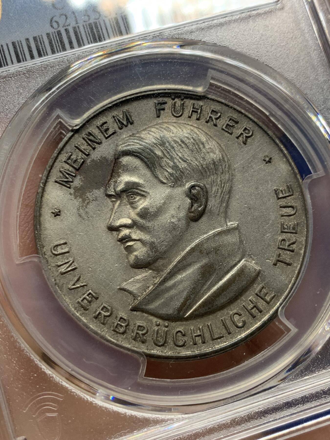 《竞宝斋》第419场 周日，周一，2场连拍 （全场包邮） PCGS UNC 德国1934年落榜美术生就职镀银纪念章