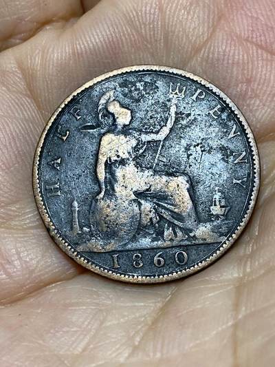 2025年第九十一场(总第一百一十七场）外国好品散币(免佣金) - 英国🇬🇧1860年半便士(维多利亚女王中年桂冠)