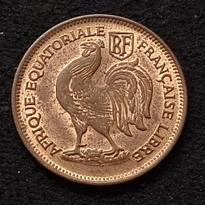 【全场包邮】纯粹捡漏拍散币 - 法属赤道非洲1943年公鸡50分铜币