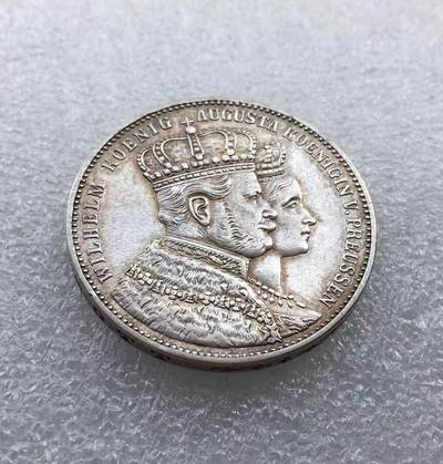 世界钱币专场拍卖 - 1861年德国普鲁士威廉一世登基加冕1泰勒银币