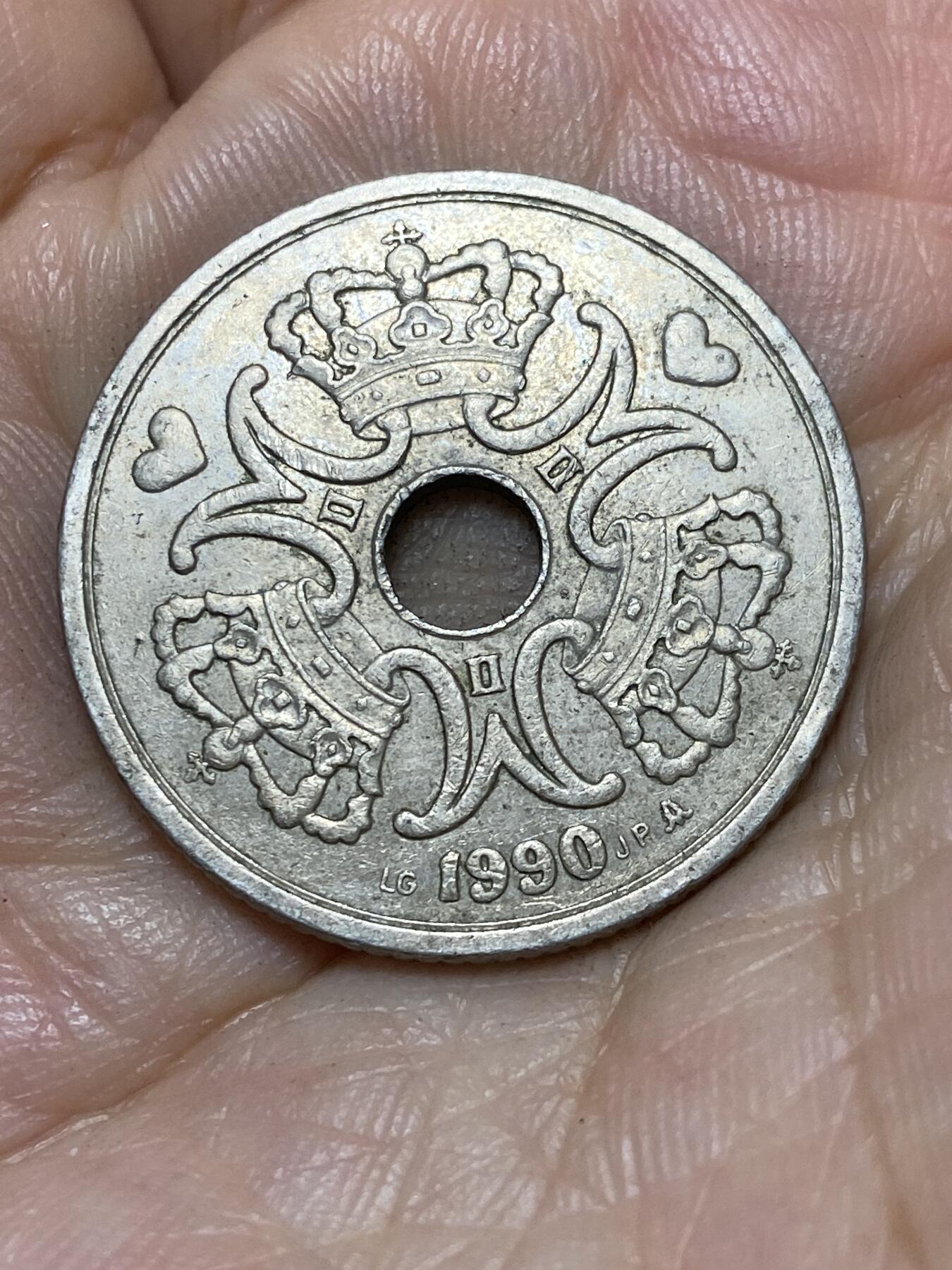 2025年第九十一场(总第一百一十七场）外国好品散币(免佣金) 丹麦🇩🇰1990年5克朗(玛格丽特二世时期，LG; JP; A版，首发年)