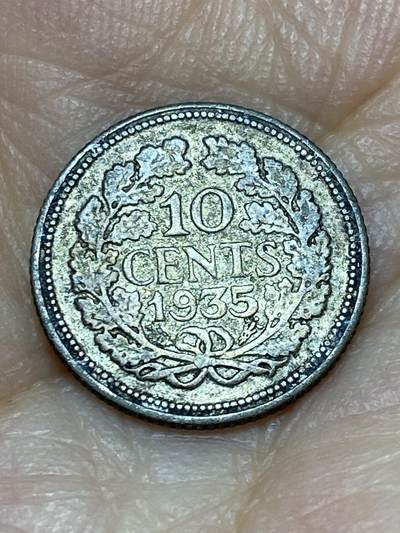 2025年第九十一场(总第一百一十七场）外国好品散币(免佣金) - 荷兰🇳🇱1935年10分银币(威廉明娜女王中年时期，Grapes–葡萄标，640银)