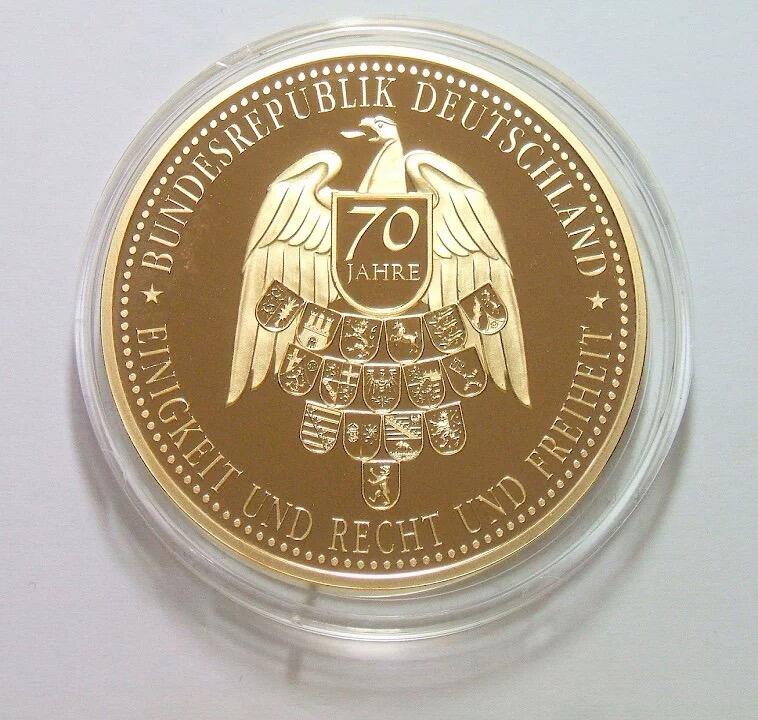 联邦德国美国总统肯尼迪访德+州徽 高浮雕精制大镀金章 40MM