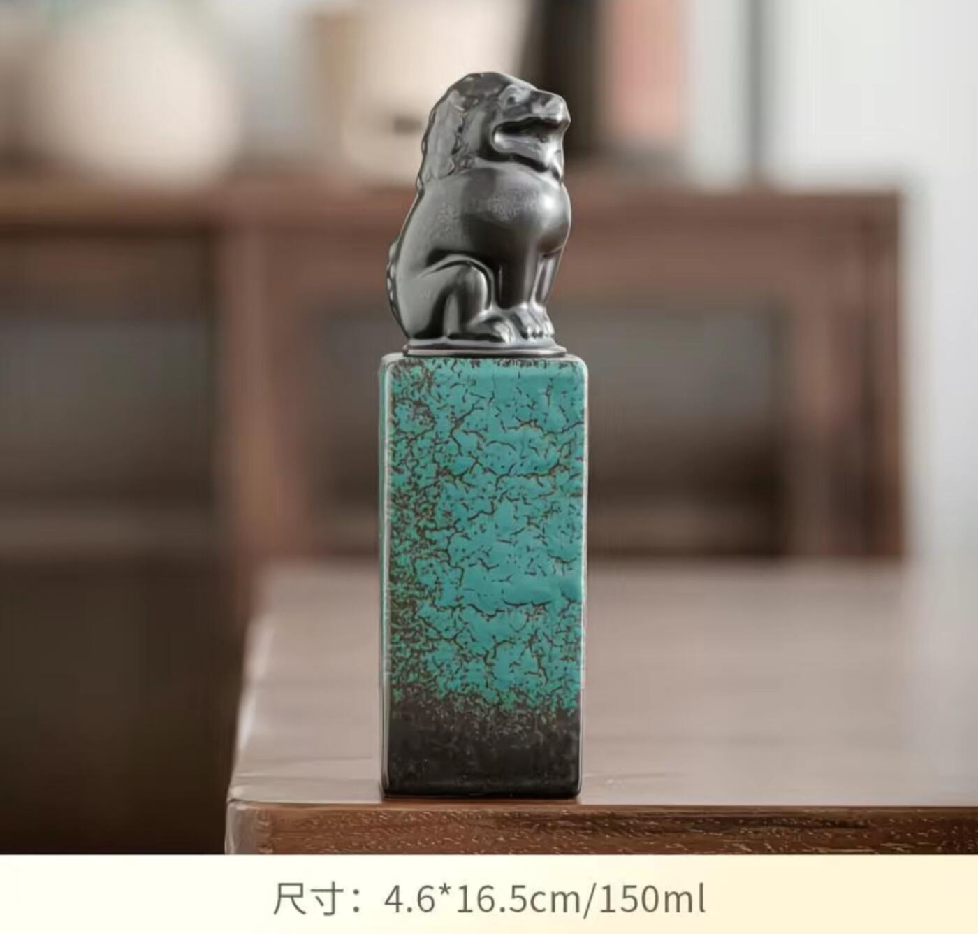 古玩杂相专场（3） 貔貅瑞兽印章 窑变绿便携茶盒