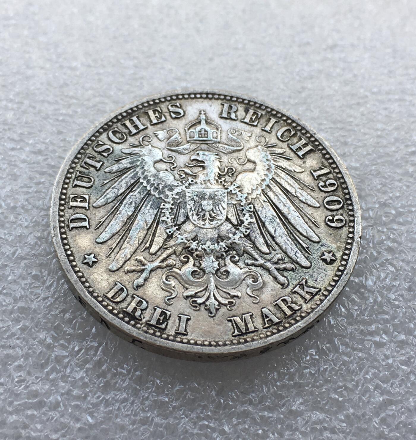 世界钱币专场拍卖 1909年德国巴伐利亚奥托一世3马克银币