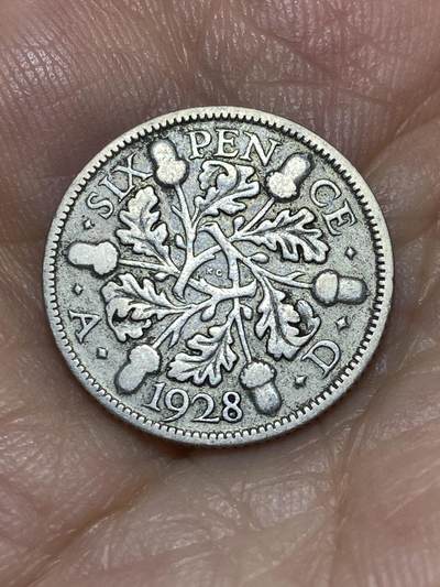 2025年第九十一场(总第一百一十七场）外国好品散币(免佣金) - 英国🇬🇧1928年6便士银币(乔治五世第五版，500银)