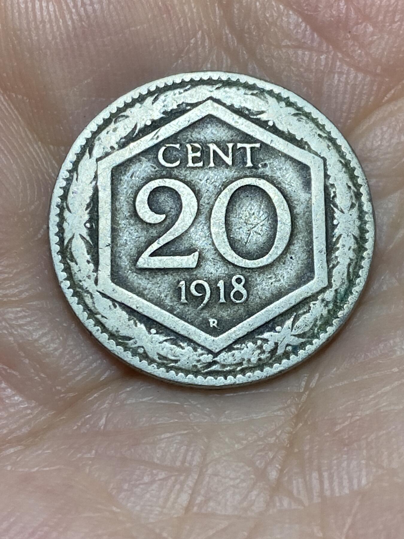 2025年第九十一场(总第一百一十七场）外国好品散币(免佣金) 意大利王国1918年20分(维托里奥·埃马努埃莱三世时期 第三套首发年仅发行3年)