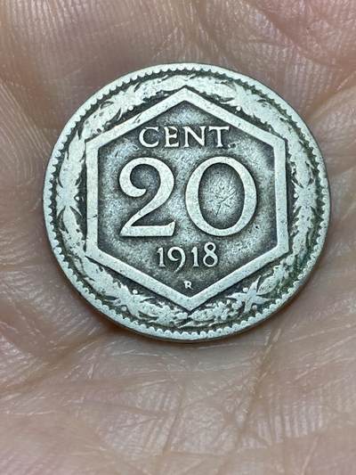 2025年第九十一场(总第一百一十七场）外国好品散币(免佣金) - 意大利王国1918年20分(维托里奥·埃马努埃莱三世时期 第三套首发年仅发行3年)
