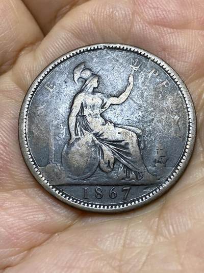 2025年第九十一场(总第一百一十七场）外国好品散币(免佣金) - 英国🇬🇧1867年1便士(维多利亚女王中年桂冠)