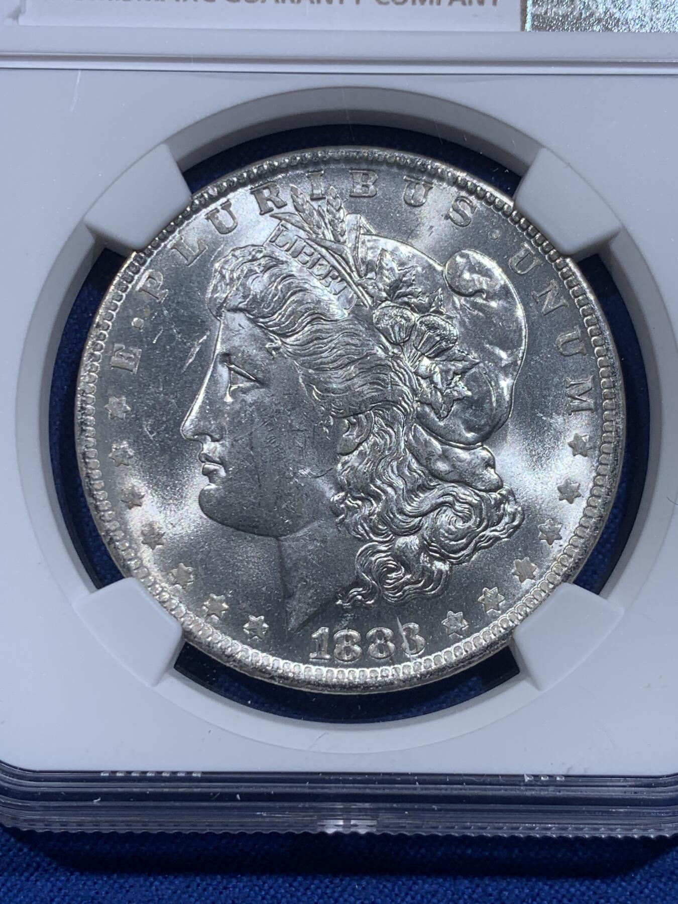 《竞宝斋》第419场 周日，周一，2场连拍 （全场包邮） NGC MS62 美国1883年O版摩根银币 藏家必备品种