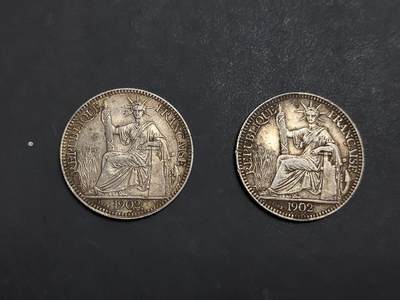 博彦收藏 AM 9月19日 8点钱币专场 - 1902法国 10先 银币2枚 流通品