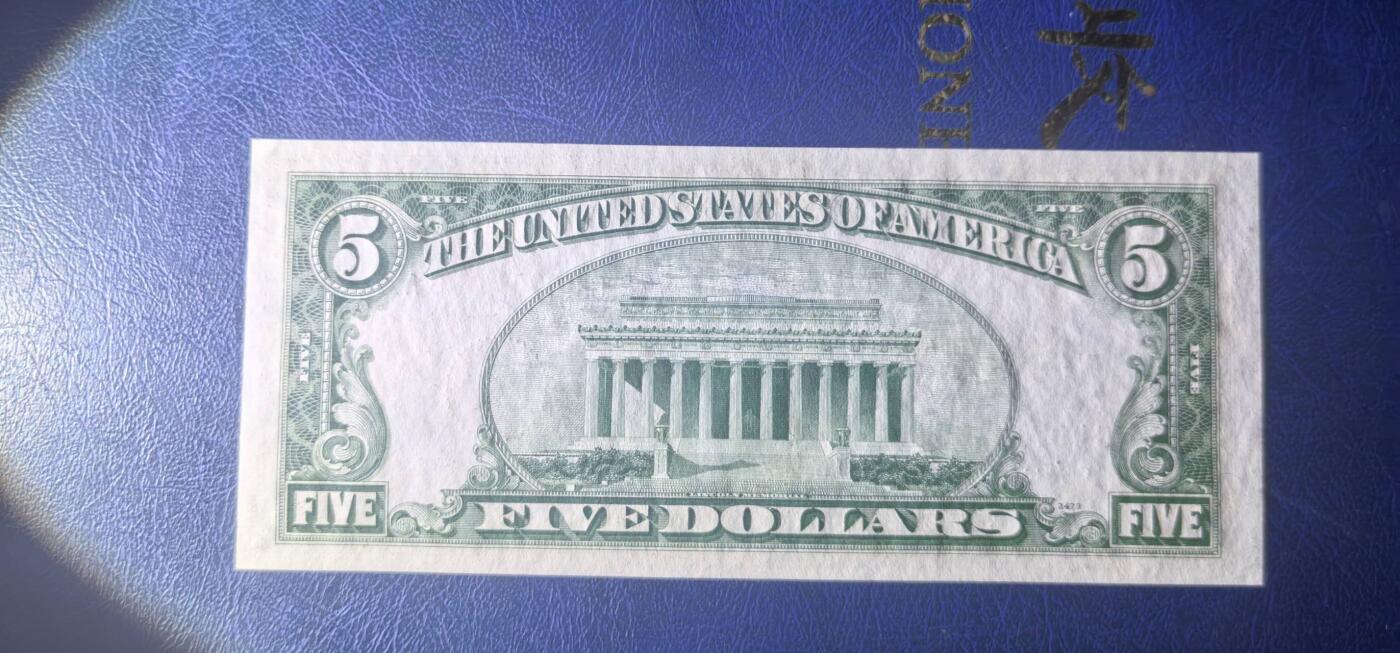 Unc 美国纸币 1953年B 5美元纸币 