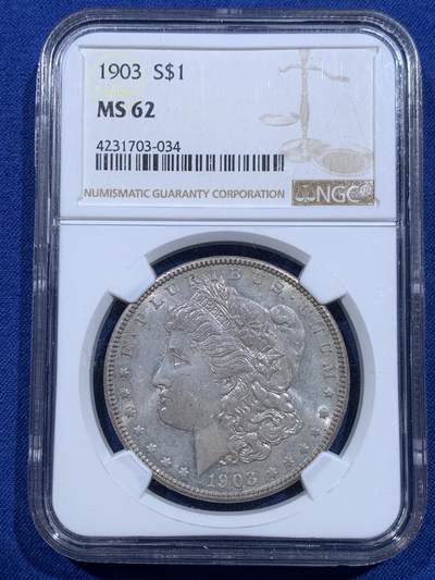 《竞宝斋》第419场 周日，周一，2场连拍 （全场包邮） - NGC MS62 美国 1903年 摩根 1美元 银币