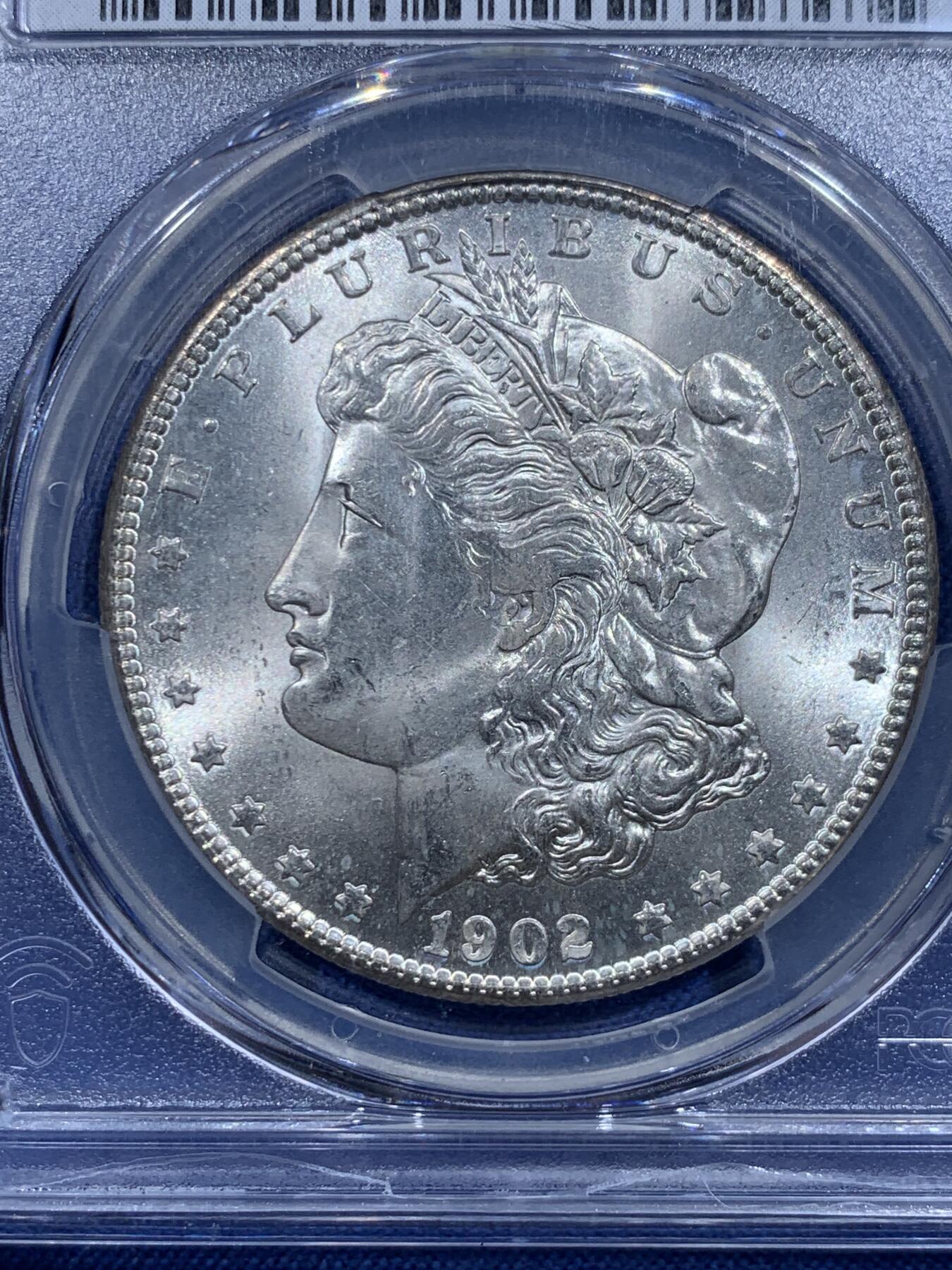 《竞宝斋》第419场 周日，周一，2场连拍 （全场包邮） PCGS MS64 美国1902年O版摩根一元银币白净好品
