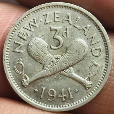 文馨钱币收藏第 272 场， 长期接收代拍品 - 1941 年英属新西兰乔治六世 3 便士银币，500银