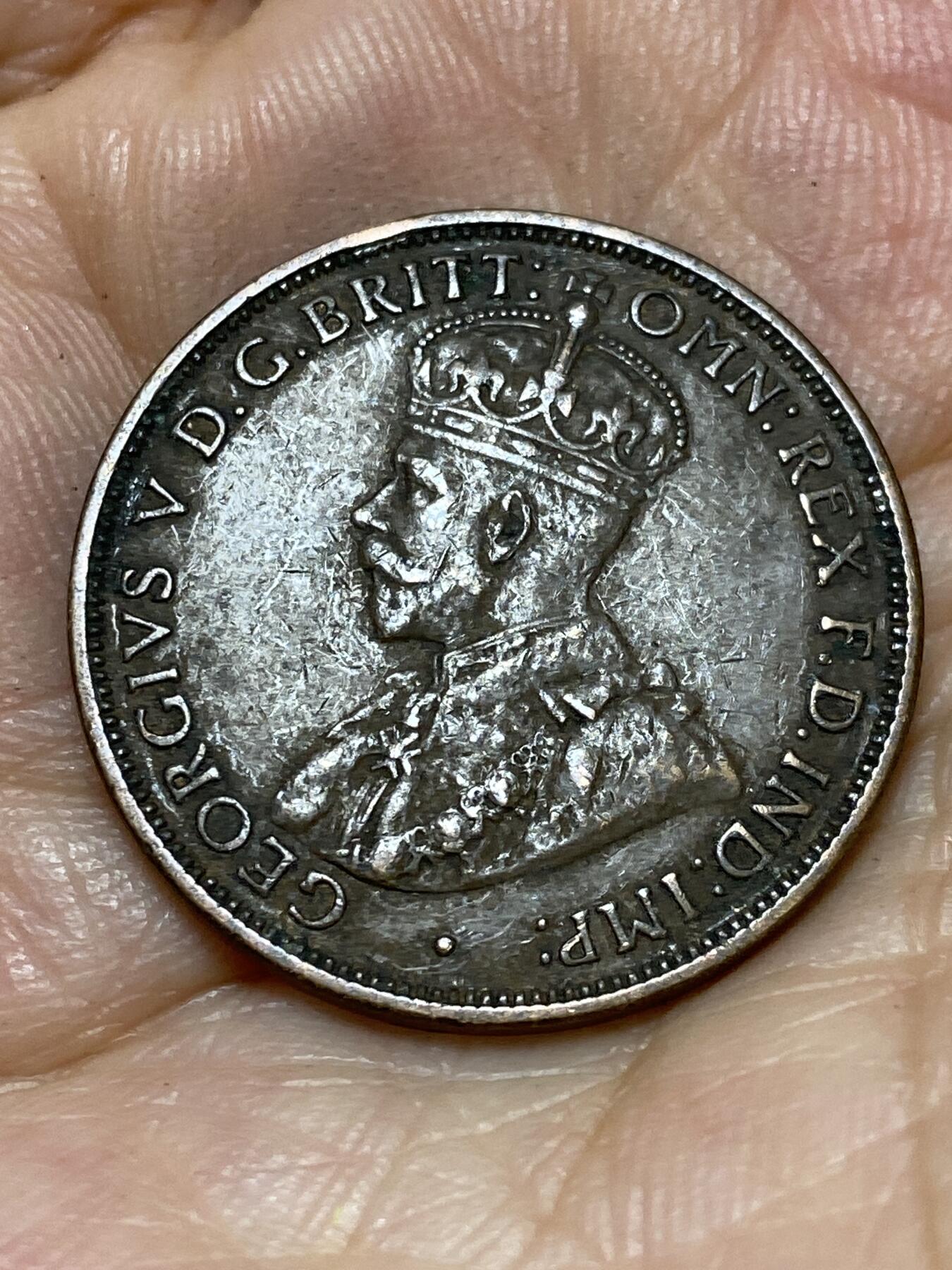 2025年第九十一场(总第一百一十七场）外国好品散币(免佣金) 澳大利亚🇦🇺1916年半便士(乔治五世时期，I标孟买造)