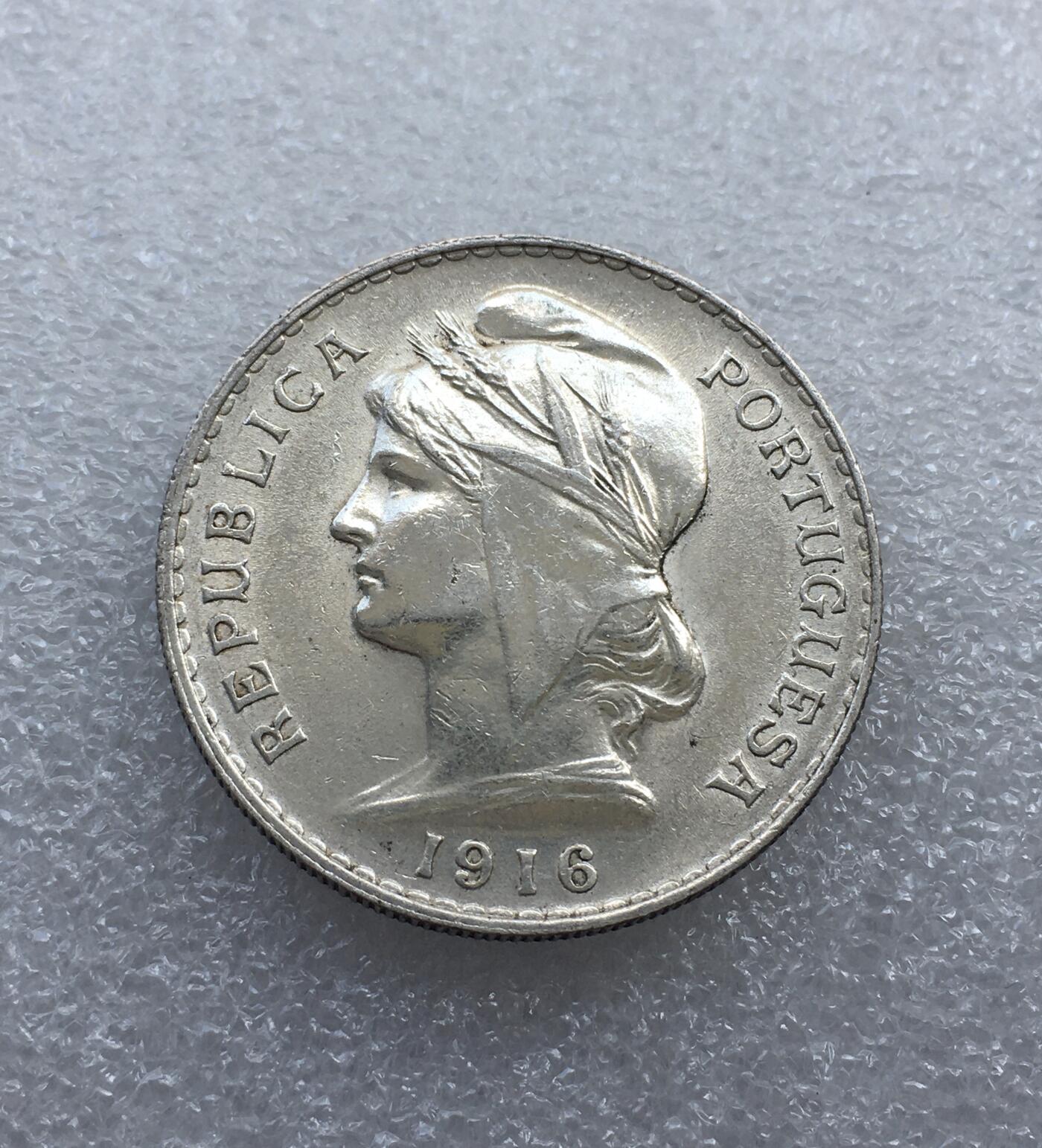 世界钱币专场拍卖 1916年葡萄牙女神50分银币 12.5克调料高银