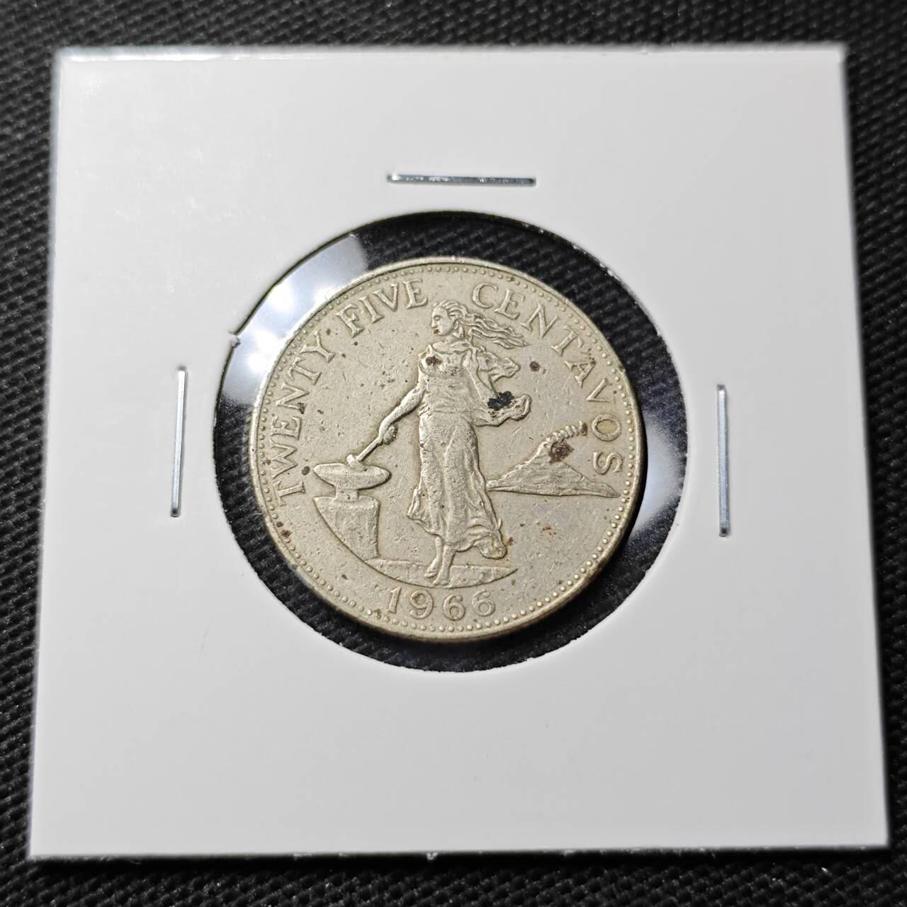 KK钱币收藏小铺 第337场 2月预留时间 周末发货 1966菲律宾25分 打铁女神