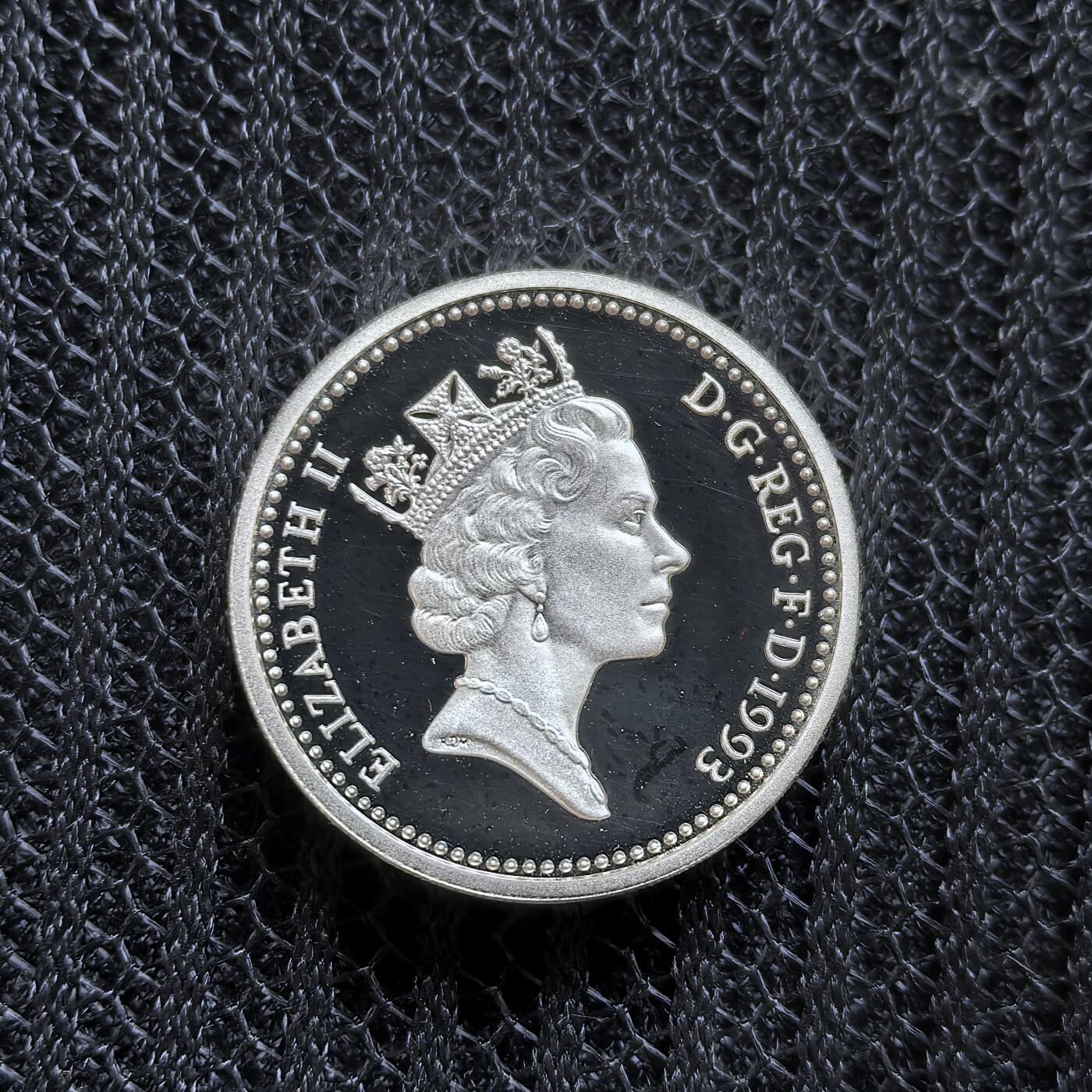 道一币馆币章第一百四十六场 原盒证 英国1993年英国皇家徽章1镑精制纪念银币 加厚版