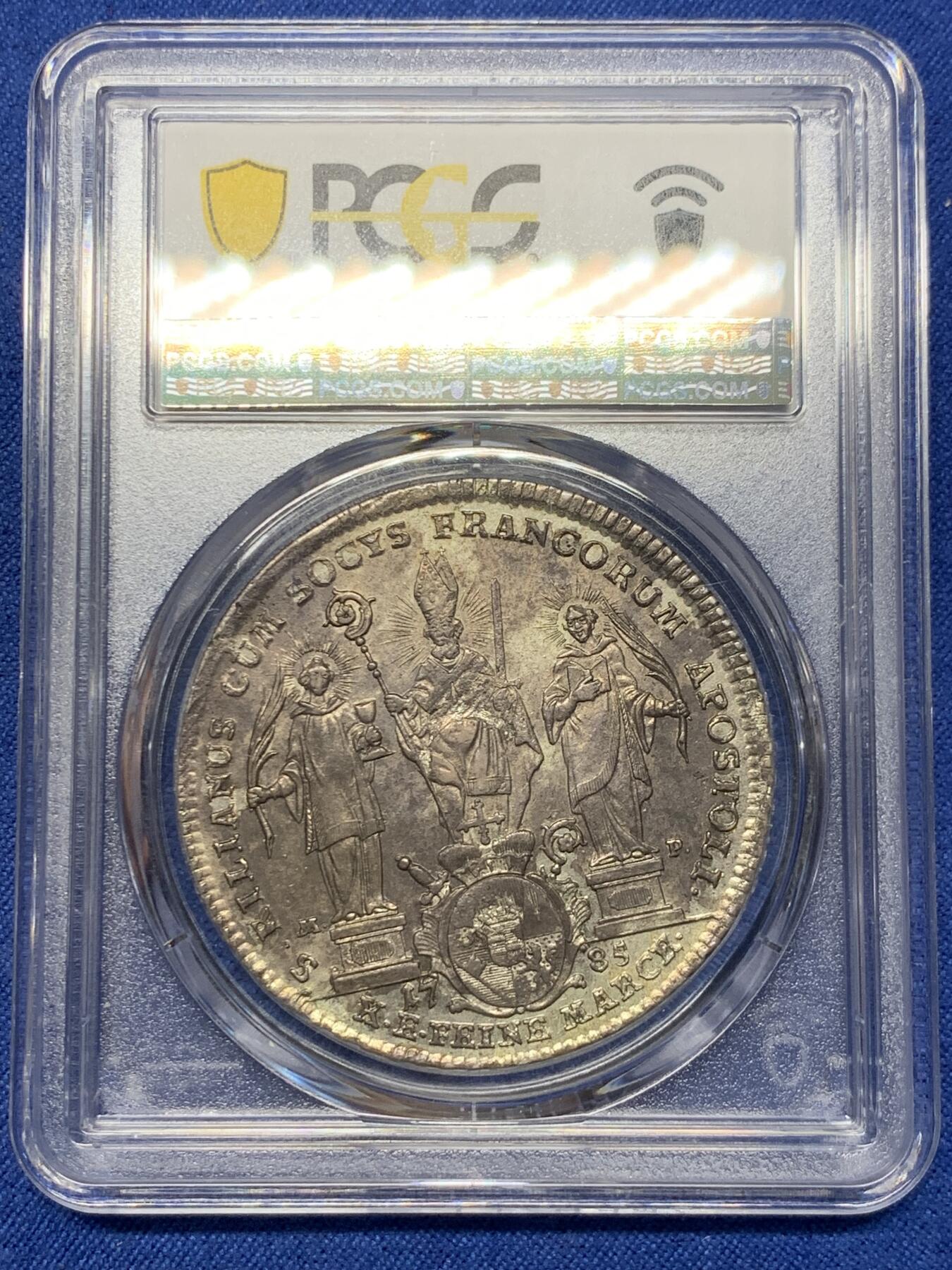 《竞宝斋》第419场 周日，周一，2场连拍 （全场包邮） 季军分 PCGS MS61 德国维尔茨堡主教区 1785 亲王主教 埃塔尔 泰勒大银币 单一年份流通币 深打 细节犀利 三圣人版本值得入藏