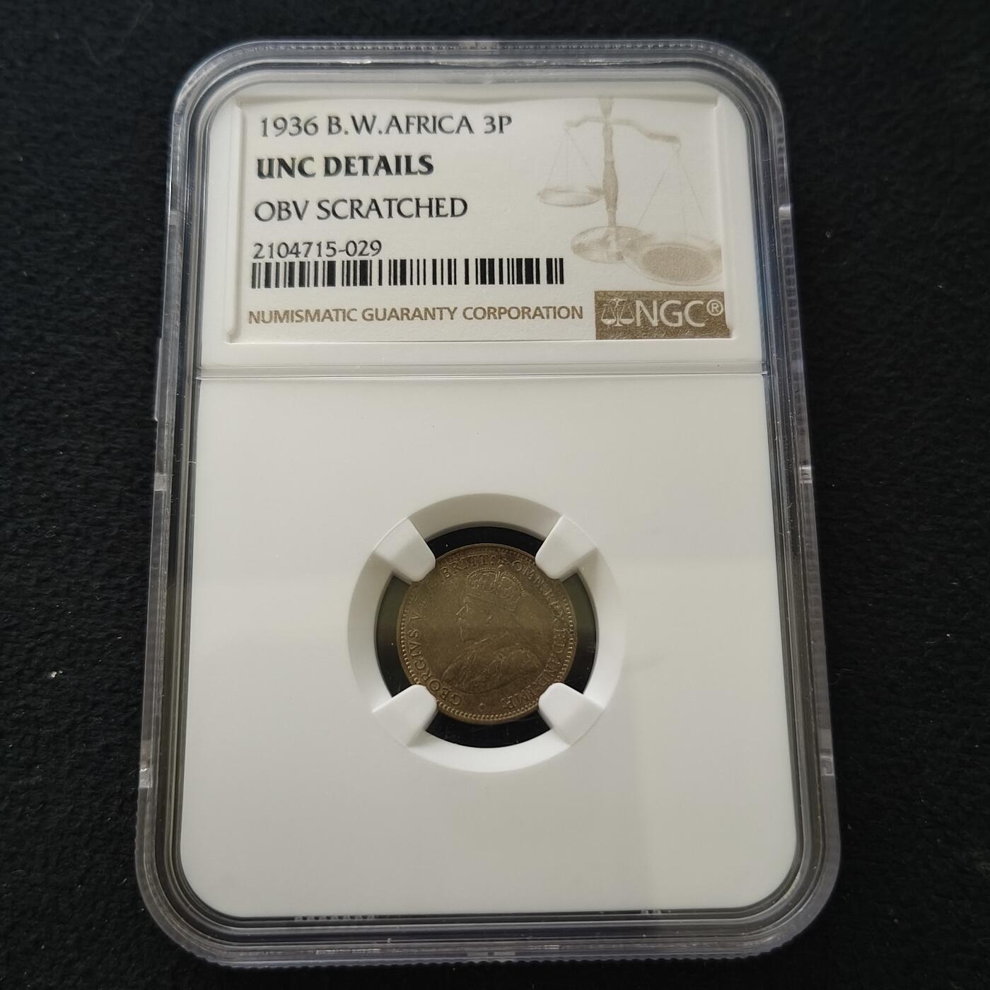 【全场包邮】纯粹捡漏拍套币 英属西非1936年3便士-NGC UNC DETAILS