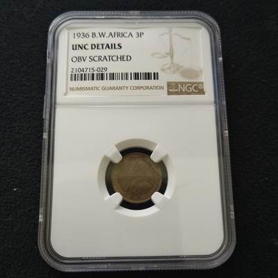 【全场包邮】纯粹捡漏拍套币 - 英属西非1936年3便士-NGC UNC DETAILS