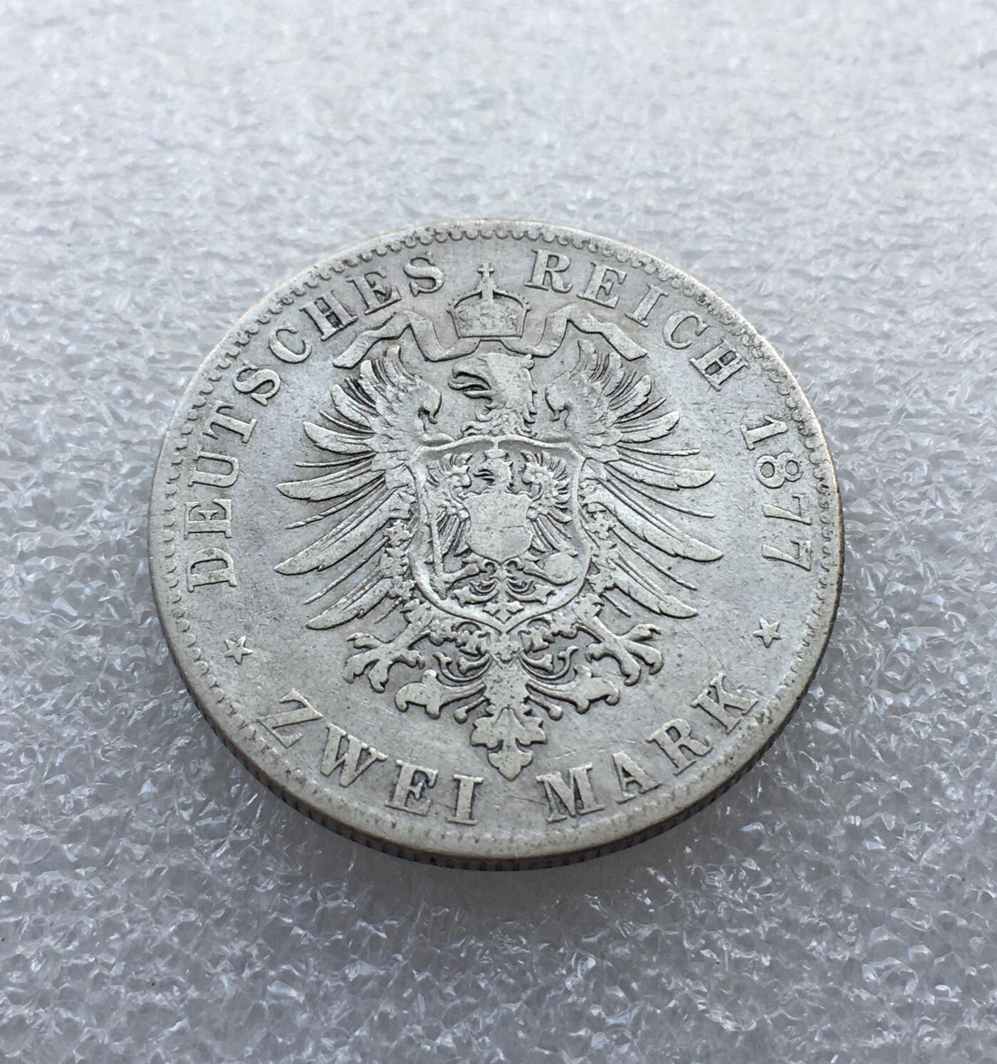 世界钱币专场拍卖 德国1877年巴伐利亚路德维西二世2马克银币