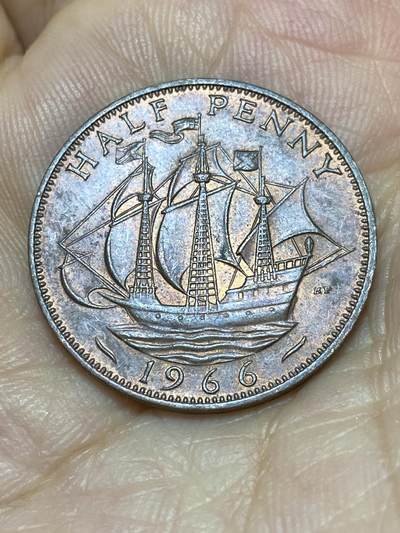 2025年第九十一场(总第一百一十七场）外国好品散币(免佣金) - 英国🇬🇧1966年半便士(伊丽莎白二世青年桂冠，第二版)