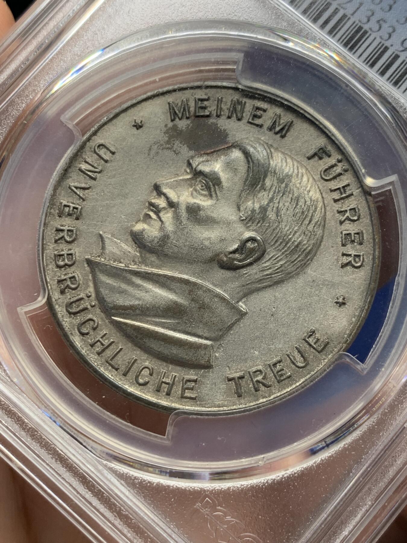 《竞宝斋》第419场 周日，周一，2场连拍 （全场包邮） PCGS UNC 德国1934年落榜美术生就职镀银纪念章