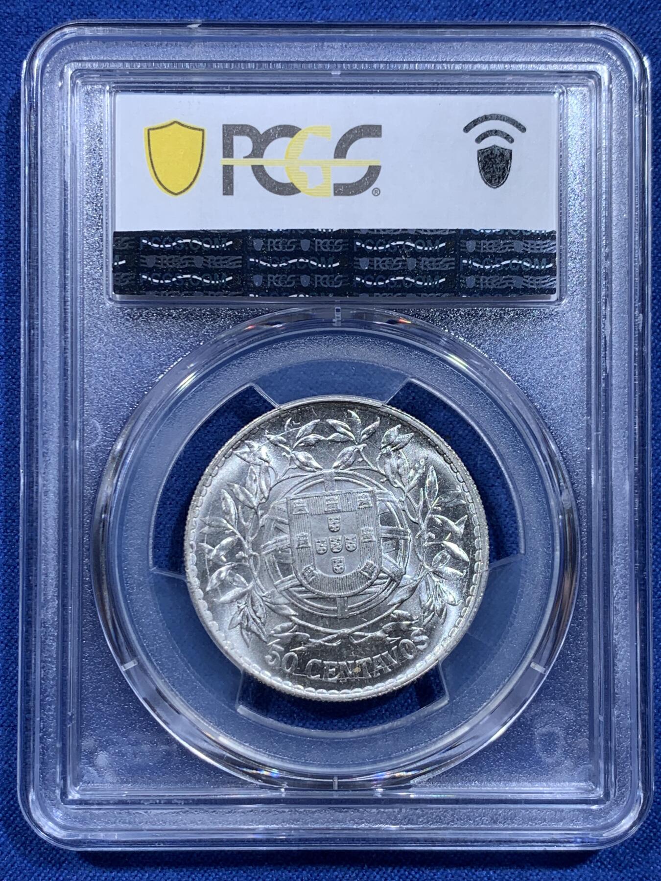 《竞宝斋》第419场 周日，周一，2场连拍 （全场包邮） PCGS MS64 葡萄牙1916年谷物女神50分银币