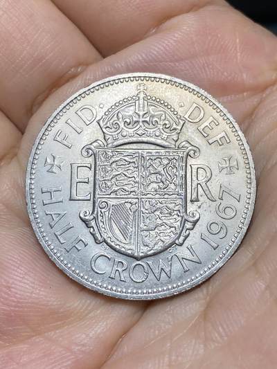 2025年第九十一场(总第一百一十七场）外国好品散币(免佣金) - 英国🇬🇧1967年半克朗(伊丽莎白二世青年桂冠，第二版，普制币关门年)