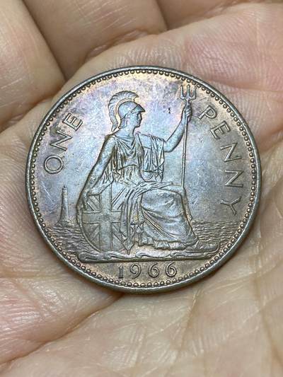 2025年第九十一场(总第一百一十七场）外国好品散币(免佣金) - 英国🇬🇧1966年1便士(伊丽莎白二世青年桂冠，第二版)