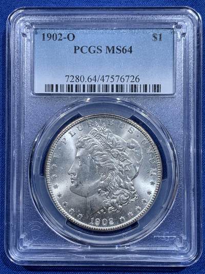 《竞宝斋》第419场 周日，周一，2场连拍 （全场包邮） - PCGS MS64 美国1902年O版摩根一元银币白净好品