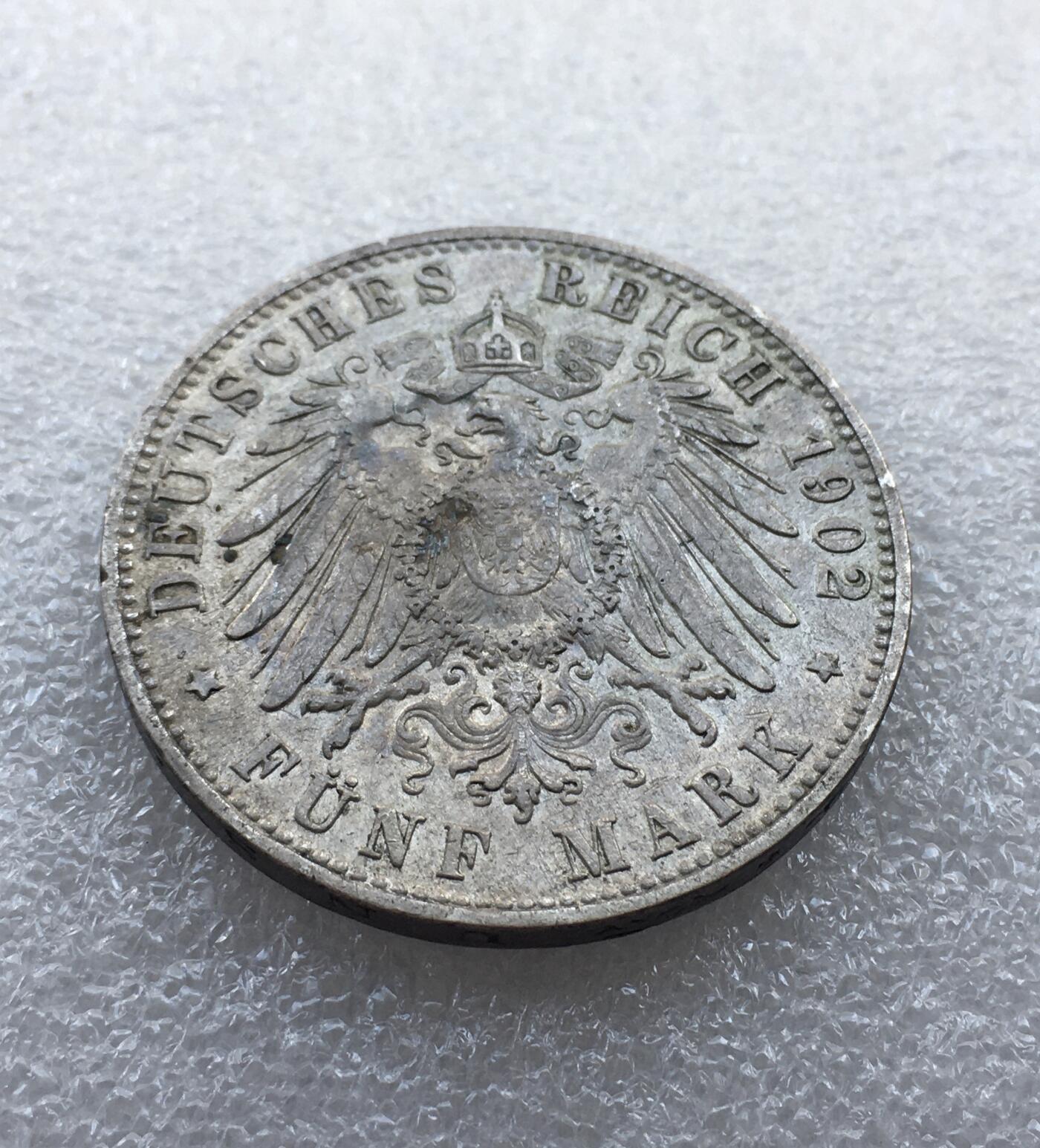世界钱币专场拍卖 1902年德国汉堡自由市双狮5马克银币