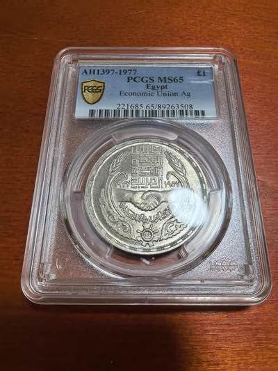长老汇蛇年精选第四十六场拍卖 - 1977埃及经济联盟1镑银币，PCGS MS65，季军，更高7枚