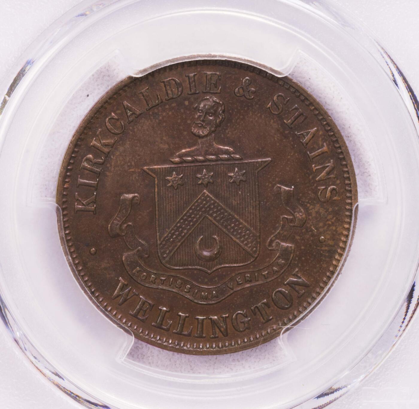 PCGS-MS62BN 1874新西兰惠灵顿土人1便士 唯一冠军