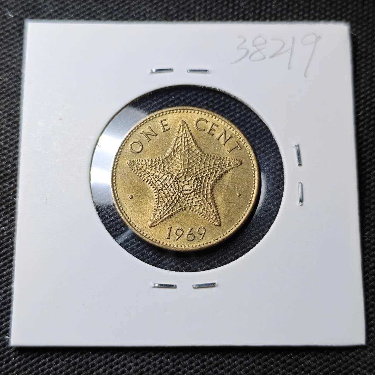 KK钱币收藏小铺 第338场 2月预留时间 周末发货 1969巴哈马1分 铜币