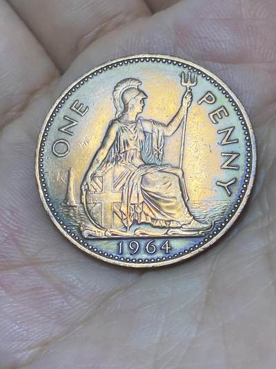 2025年第九十二场(总第一百一十八场）外国好品散币(免佣金) - 铜光好品–英国🇬🇧1964年1便士(伊丽莎白二世青年桂冠，第二版)