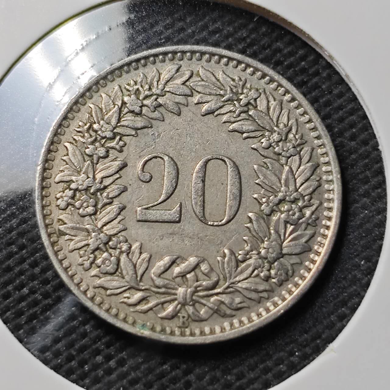 KK钱币收藏小铺 第337场 2月预留时间 周末发货 1944瑞士20分