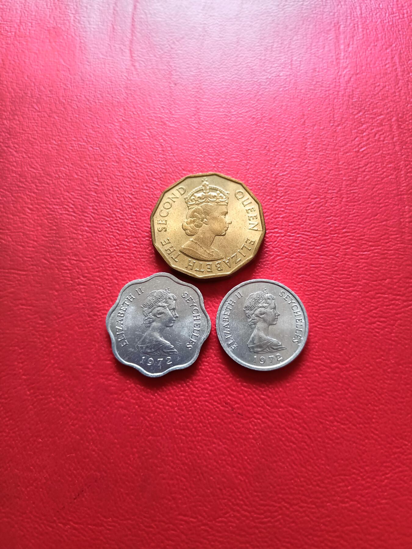 【云涧收藏】第六十三场 英属塞舌尔女王版1、5、10分3枚，UNC
