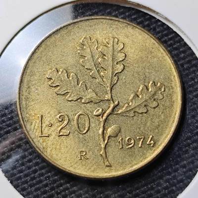 KK钱币收藏小铺 第338场 2月预留时间 周末发货 - 1974意大利20里拉铜币